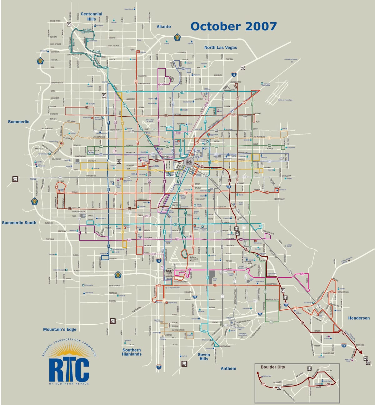 Las Vegas mapa linii autobusowych